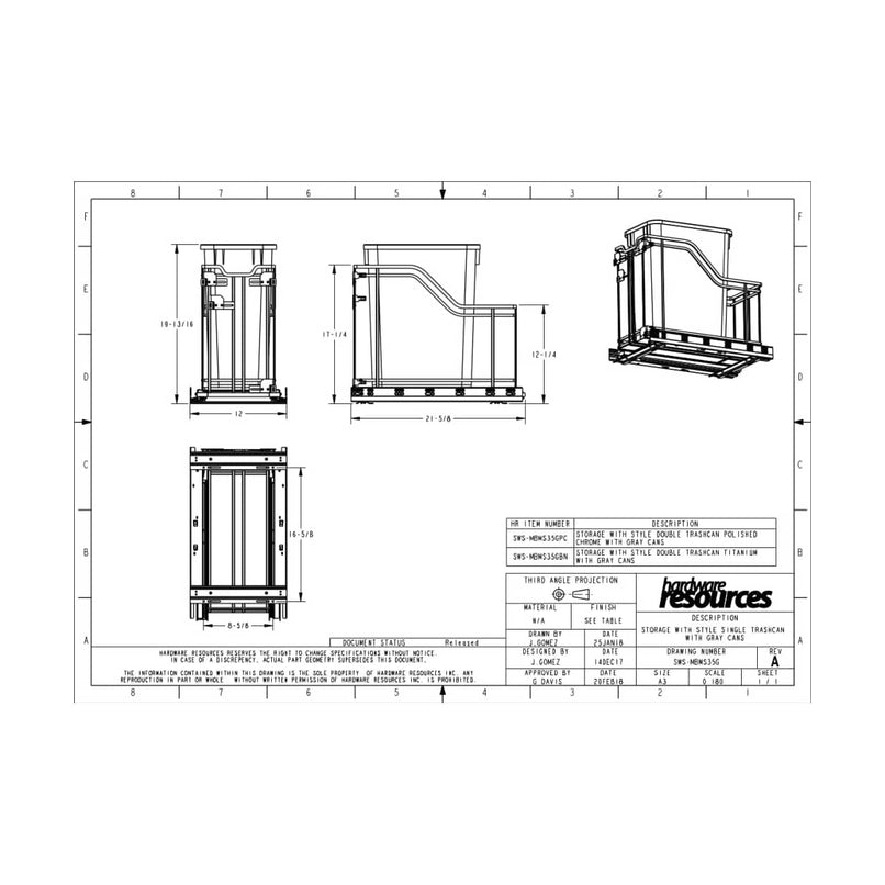 Storage with Style 12" Bottom Mount Single Bin Pull Out Trash Can with Full Extension and Soft Close Slides for 35 Quart Bins - Included - image 2