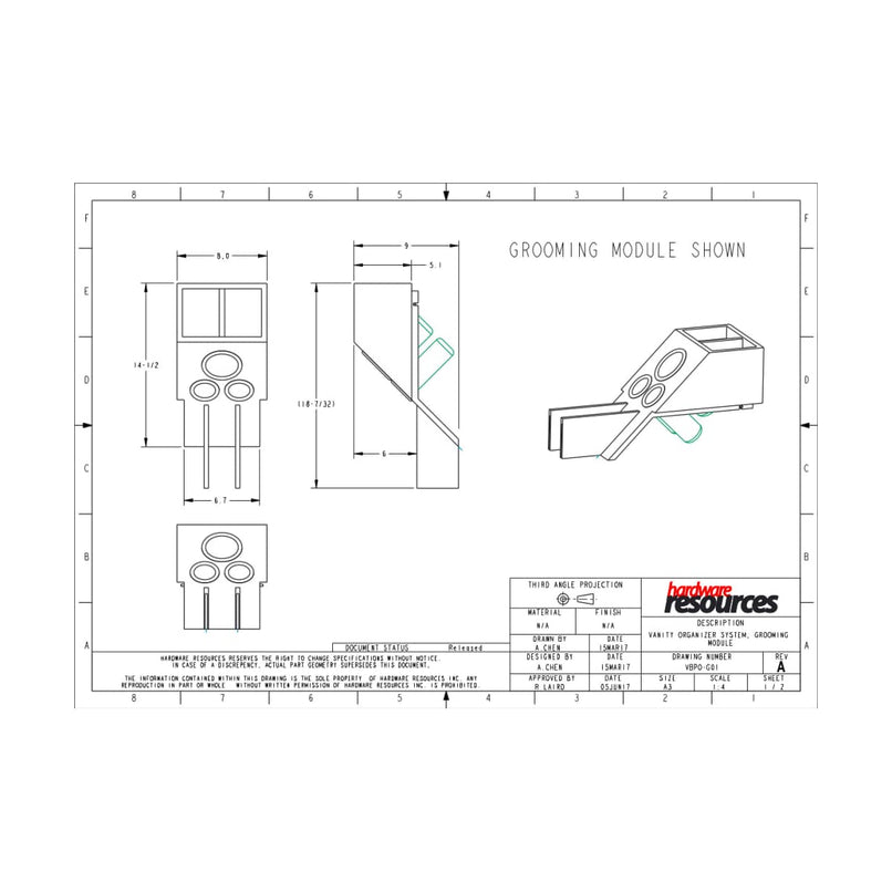 8"W Bathroom Vanity Cabinet Organizer Insert with 5 Compartments for Grooming, Curling Iron, Hair Dryer -with Heat Resistant Canisters - image 4