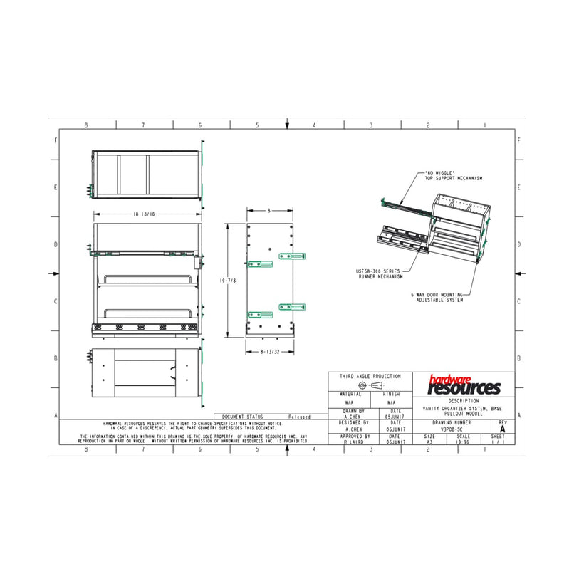 8" Wide Vanity Bathroom Cabinet Pull Out Organizer with Soft Close Slides - For 9" Wide Cabinet - image 2