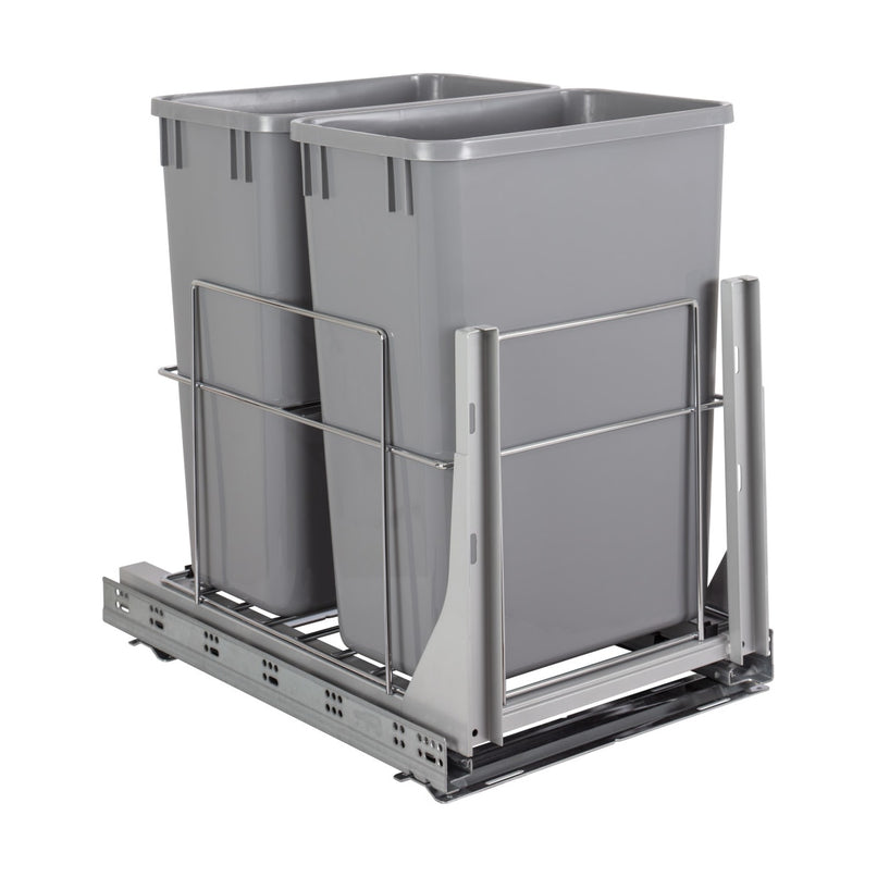 EMBM Series Bottom Mount Double Bin Trash Can Pull Out with Soft-Close Slides - 35 Quart Capacity - image 1