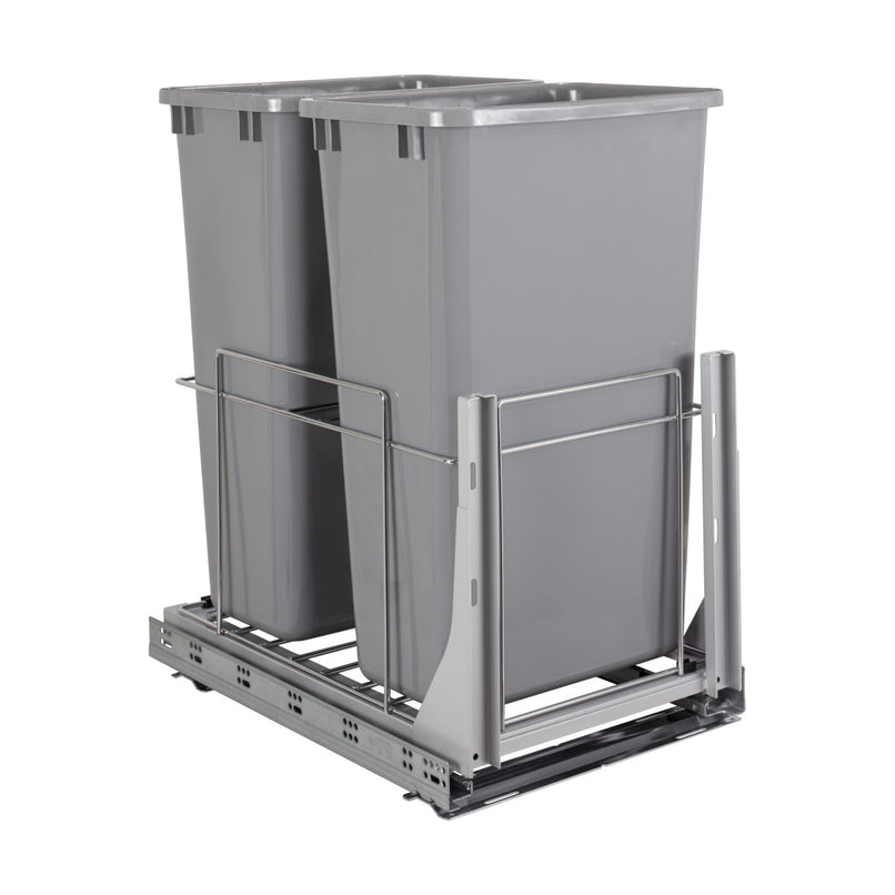 EMBM Series Bottom Mount Double Bin Trash Can Pull Out with Soft-Close Slides - 50 Quart Capacity - image 1
