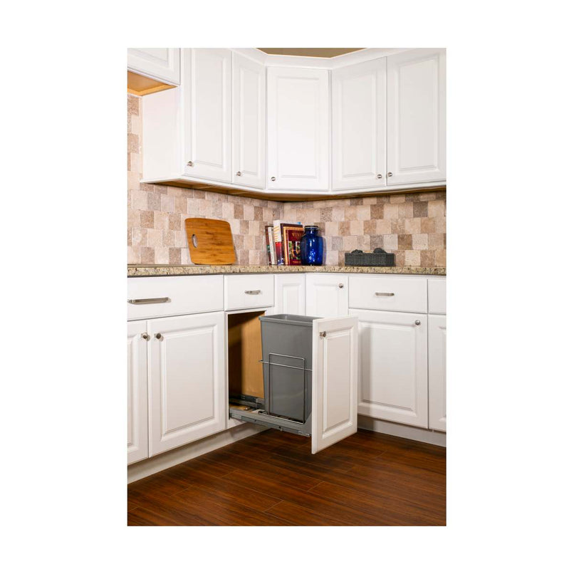EMBM Series Bottom Mount 35 Qt Single Bin Trash Can Pull Out with Soft-Close Slides for 15" Base Cabinets - image 2