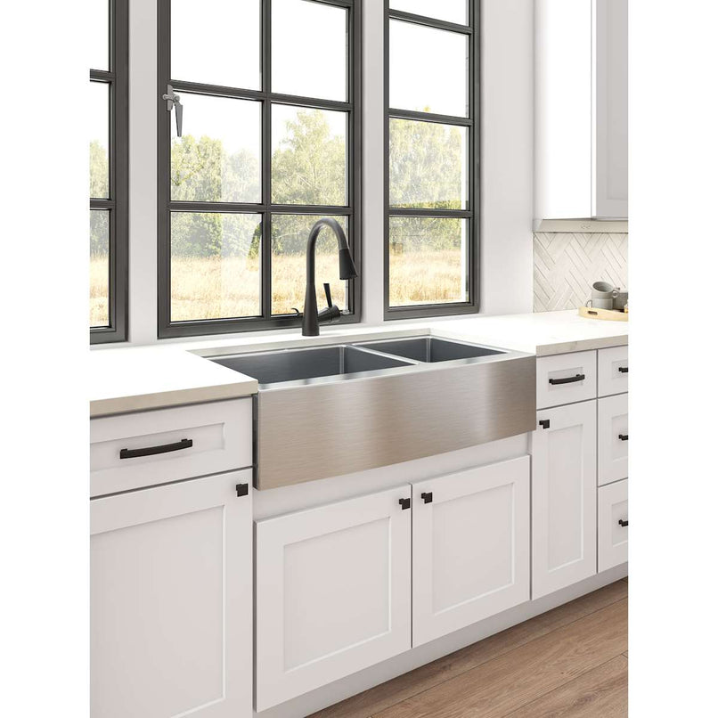Stainless Steel 35-7/8"L x 20-3/4"W 60L/40R Apron Front Farmhouse Double Bowl Kitchen Sink - 16 Gauge Drop In - image 2