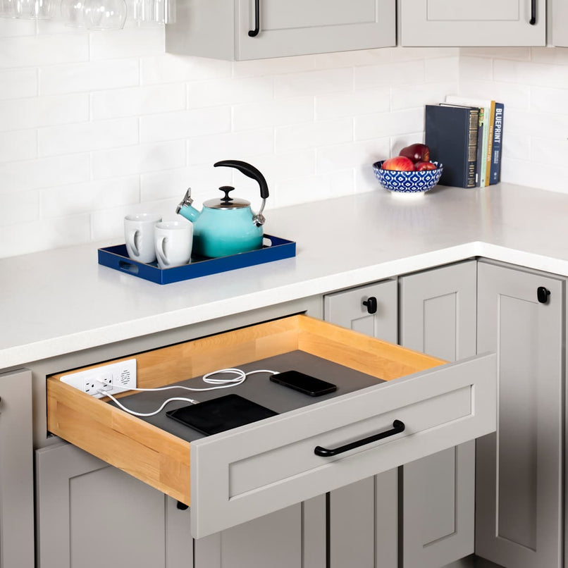 Powered Organizer 27" Wide Charging Drawer for Kitchen with In Drawer Outlets & Charging Ports, and Soft Close Slides - image 3