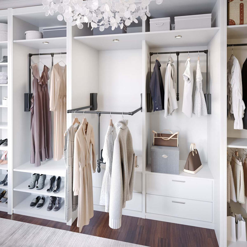 Expandable 25-1/2" to 35" Wardrobe Lift Pull Down Powder Coated Closet Clothes Rod - 45 Lb Capacity - image 3