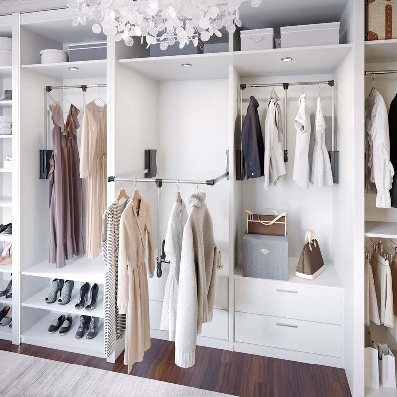 Expandable 25-1/2" to 35" Wardrobe Lift Pull Down Powder Coated Closet Clothes Rod - 45 Lb Capacity - image 4