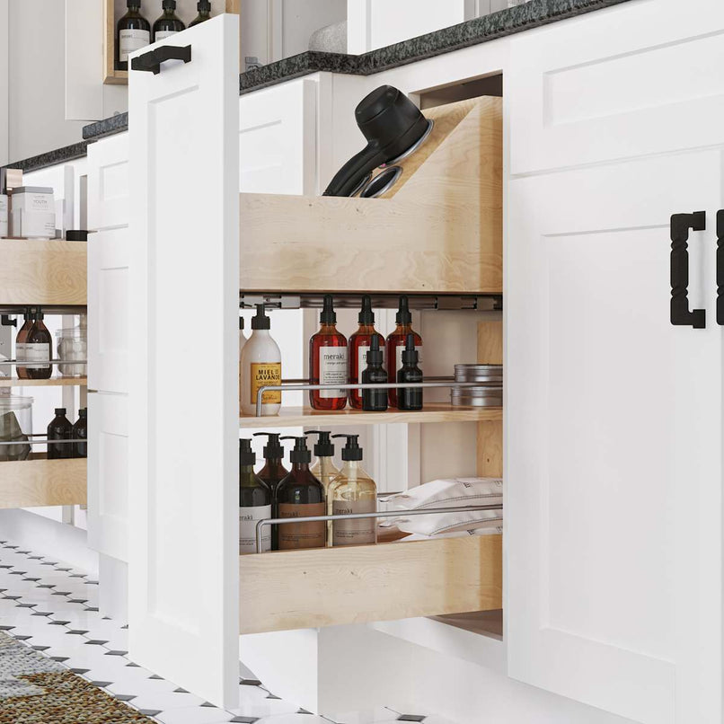 8"W Bathroom Vanity Cabinet Organizer Insert with 5 Compartments for Grooming, Curling Iron, Hair Dryer -with Heat Resistant Canisters - image 3