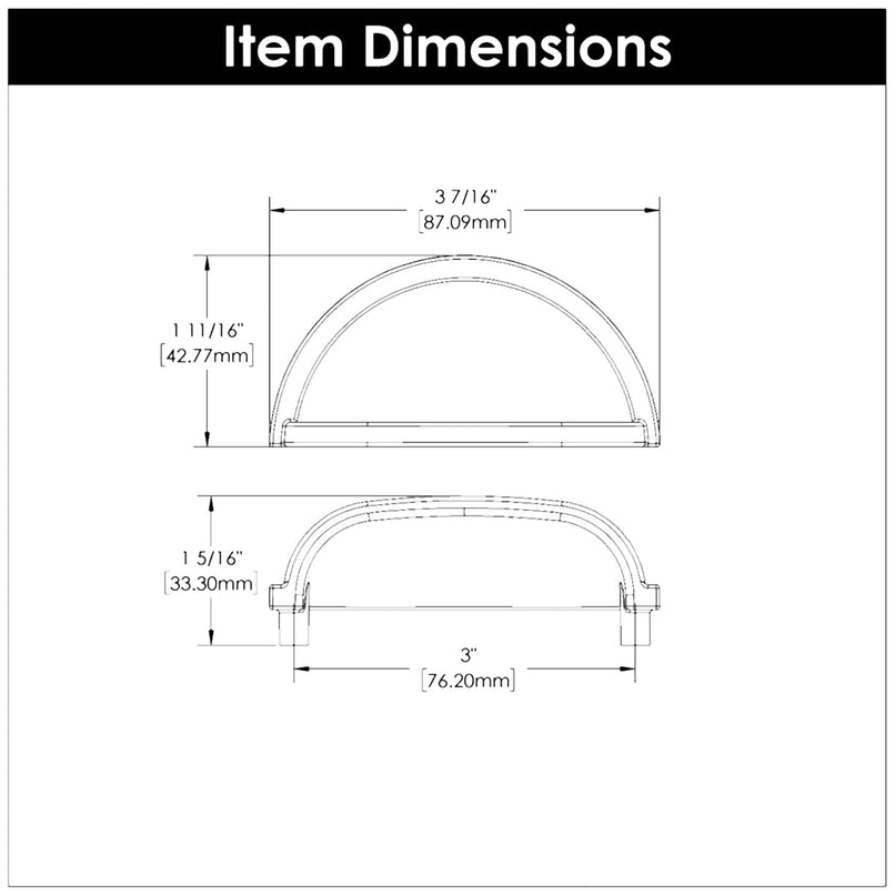 Williamsburg 3" Center to Center Traditional Rustic Farmhouse Cabinet Cup Handle / Drawer Cup Pull - image 18