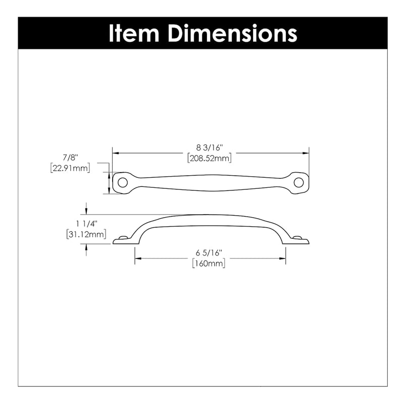 Refined Rustic 6-5/16" Center to Center Vintage Raw Hammered Cabinet Handle / Drawer Pull - image 4