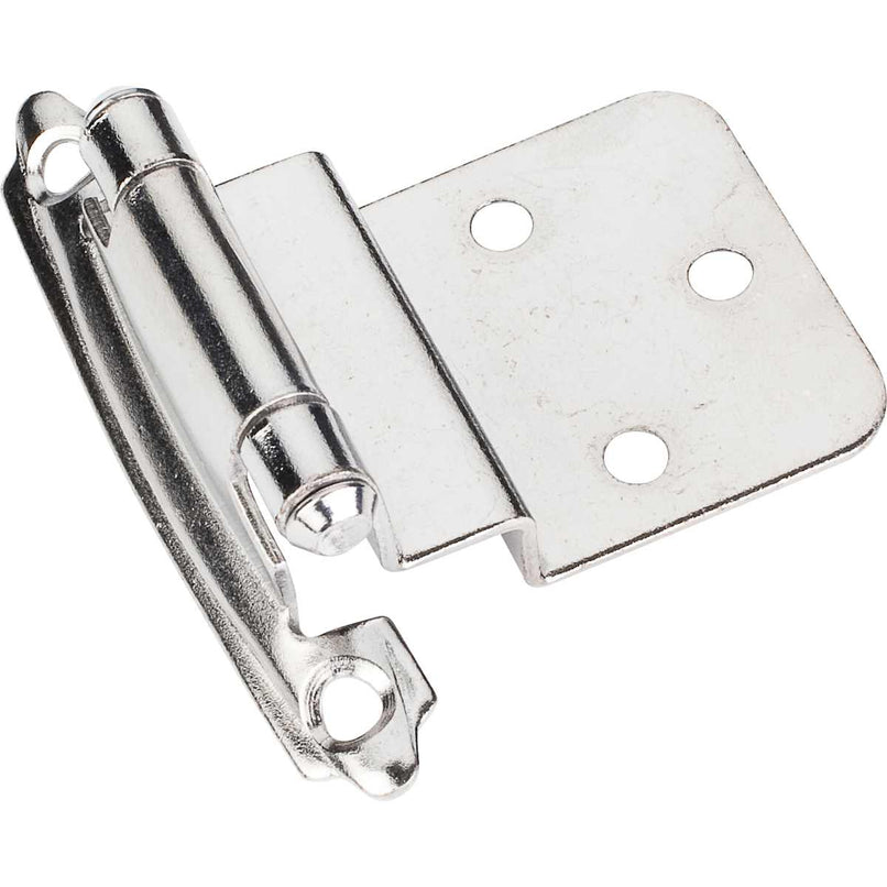 Pair of Traditional 3/8" Inset Steel Cabinet Hinges with Semi-Concealed Frame Wing, Self-Close Function,  and Mounting Hardware - image 2