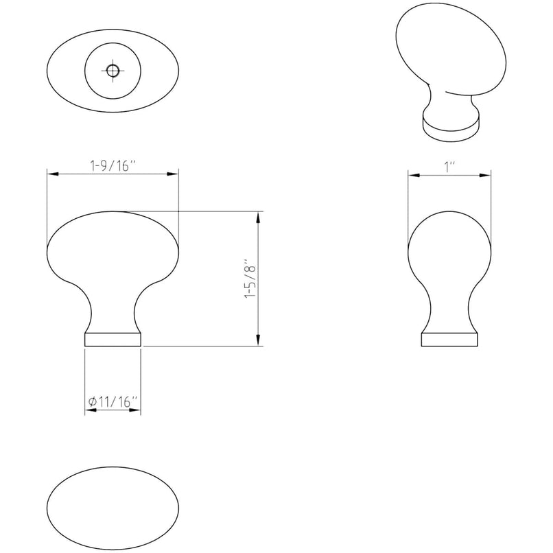 Lyon 1-9/16" Oval Egg Classic Cabinet Knob / Drawer Knob - image 3