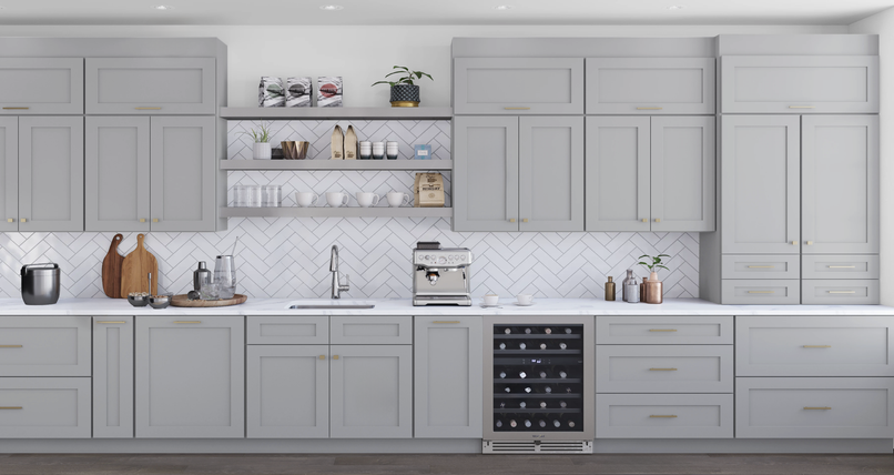 10 Foot Run Cabinet Set - Shaker Gray