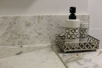Bathroom vanity top in white veined stone