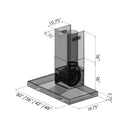 ZLINE 36 in. Convertible Vent Wall Mount Range Hood in Stainless Steel (KE-36) dimensional diagram.