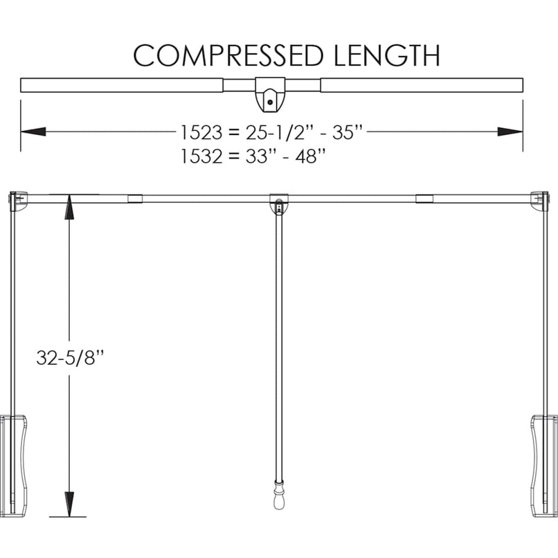 Expanding 25-1/2" to 35" Wide Wide Pull Down Soft Close Wardrobe Lift Closet Clothes Rod - 45 Lb Capacity - image 4