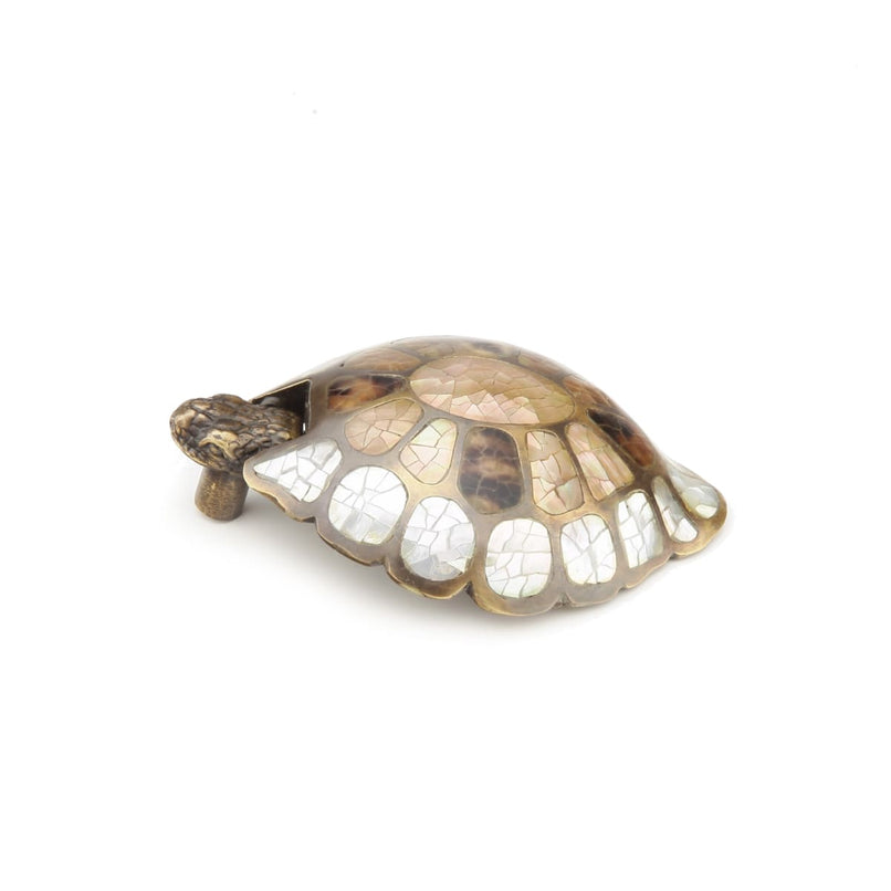 Nature 3-1/2" Designer Turtle Solid Brass Cabinet Drop Pull with Mother of Pearl and Shell Inlays - image 1
