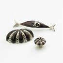 Solid Brass 4-1/2" Center to Center Designer Coastal Fish Cabinet Handle with Shell Inlays - image 5