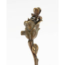 Nature 3-3/4" Center to Center Solid Brass Rustic Floral Long Stem Rose Cabinet Pull Drawer Pull - "Bee on a Rose" - image 3