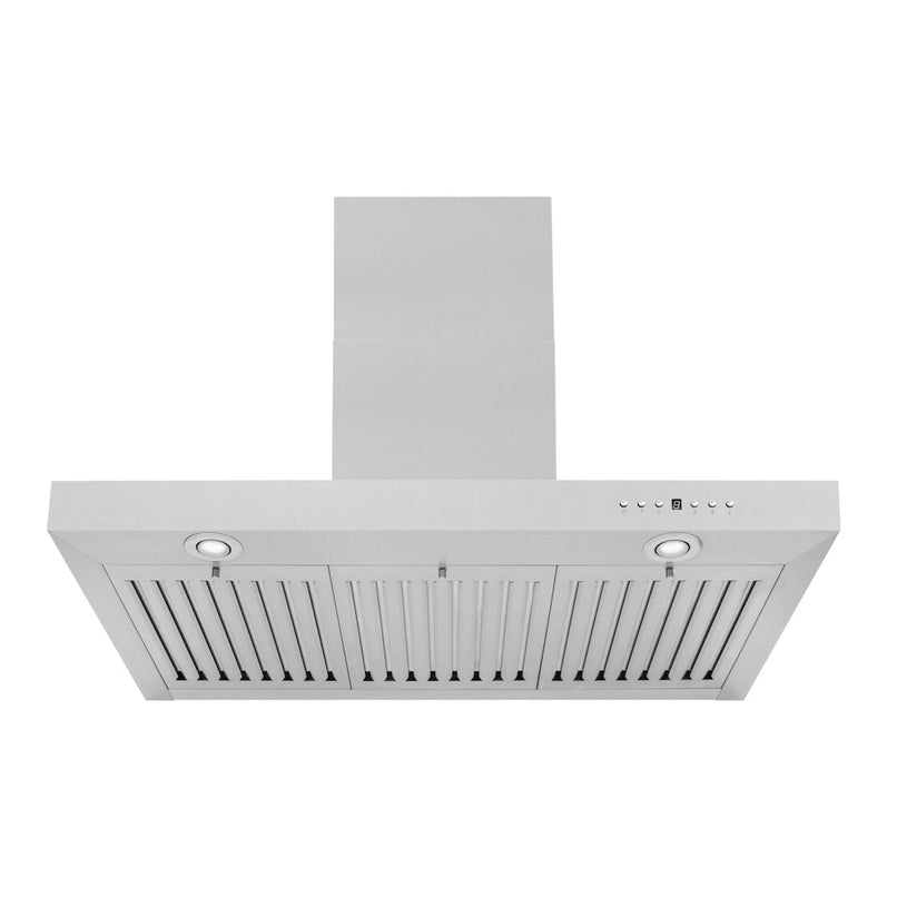 ZLINE 36 in. Convertible Vent Wall Mount Range Hood in Stainless Steel (KE-36) front, under.