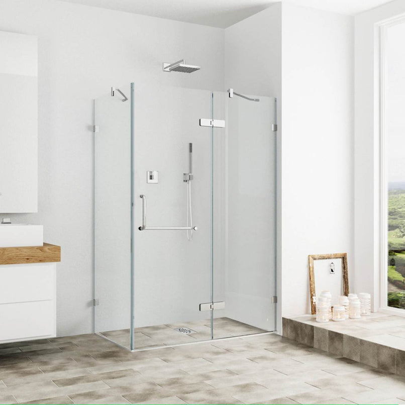 Monteray 73" High x 46" Wide x 34" Deep Hinged Frameless Shower Enclosure with Clear Glass - image 1