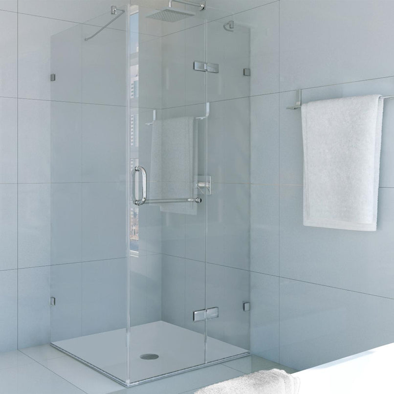 Monteray 73" High x 34" Wide x 34" Deep Hinged Frameless Shower Enclosure with Clear Glass - image 1