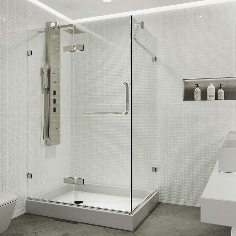 Monteray 79" High x 48" Wide x 36" Deep Hinged, Pivot Frameless Shower Enclosure with Clear Glass - image 1