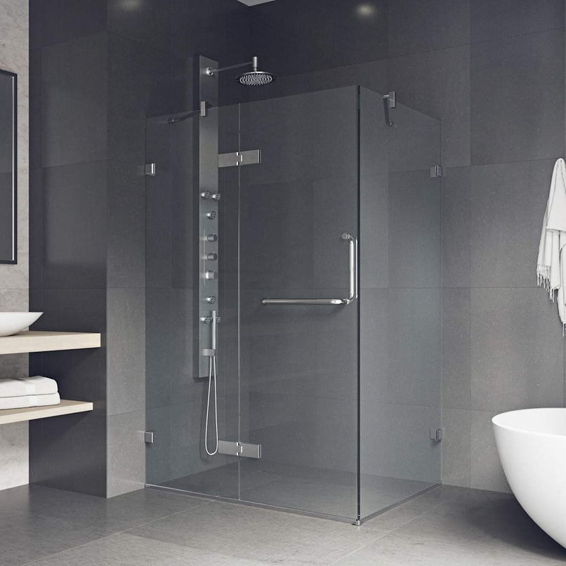 Monteray 73" High x 38" Wide x 30" Deep Hinged Frameless Shower Enclosure with Clear Glass - image 1