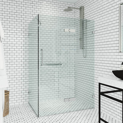 Monteray 73" High x 46" Wide x 30" Deep Hinged Frameless Shower Enclosure with Clear Glass - image 1
