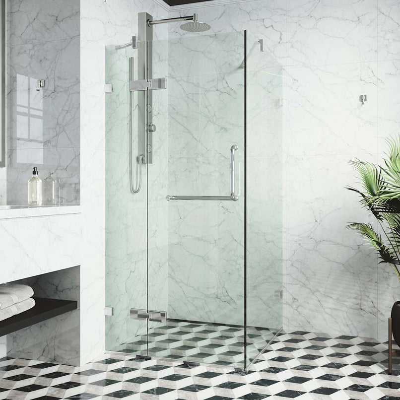 Monteray 73" High x 30" Wide x 30" Deep Hinged Frameless Shower Enclosure with Clear Glass - image 12
