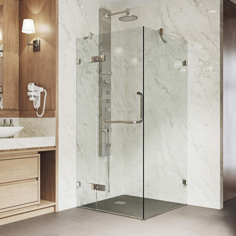 Monteray 73" High x 30" Wide x 30" Deep Hinged Frameless Shower Enclosure with Clear Glass - image 2