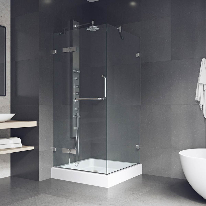Monteray 79" High x 32" Wide x 32" Deep Hinged Frameless Shower Enclosure with Clear Glass - image 4