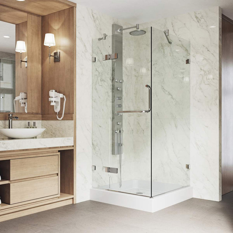 Monteray 79" High x 32" Wide x 32" Deep Hinged Frameless Shower Enclosure with Clear Glass - image 6