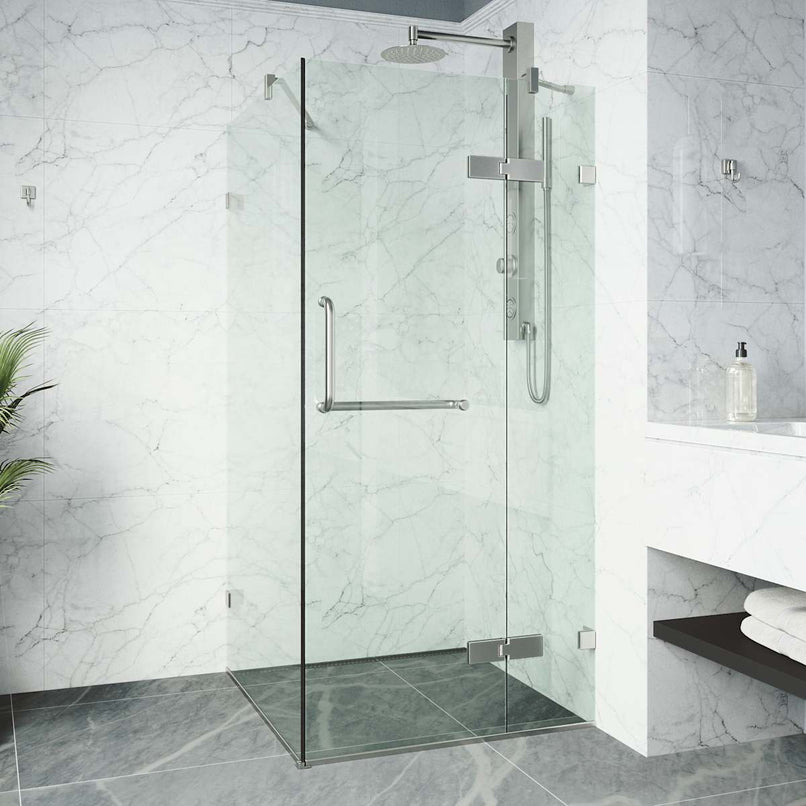 Monteray 73" High x 46" Wide x 34" Deep Hinged Frameless Shower Enclosure with Clear Glass - image 2