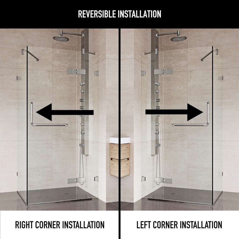 Monteray 73" High x 46" Wide x 34" Deep Hinged Frameless Shower Enclosure with Clear Glass - image 4