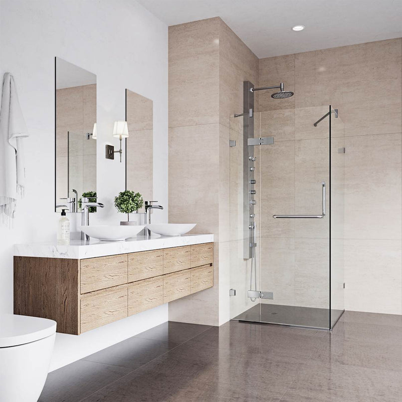 Monteray 73" High x 34" Wide x 34" Deep Hinged Frameless Shower Enclosure with Clear Glass - image 3