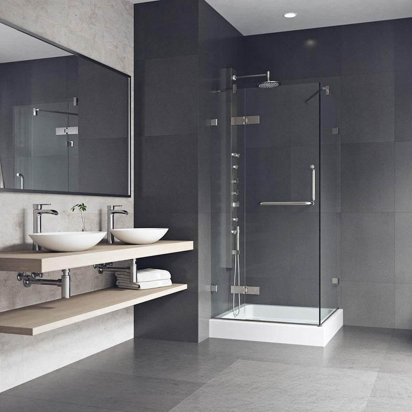 Monteray 79" High x 36" Wide x 36" Deep Hinged, Pivot Frameless Shower Enclosure with Clear Glass - image 3