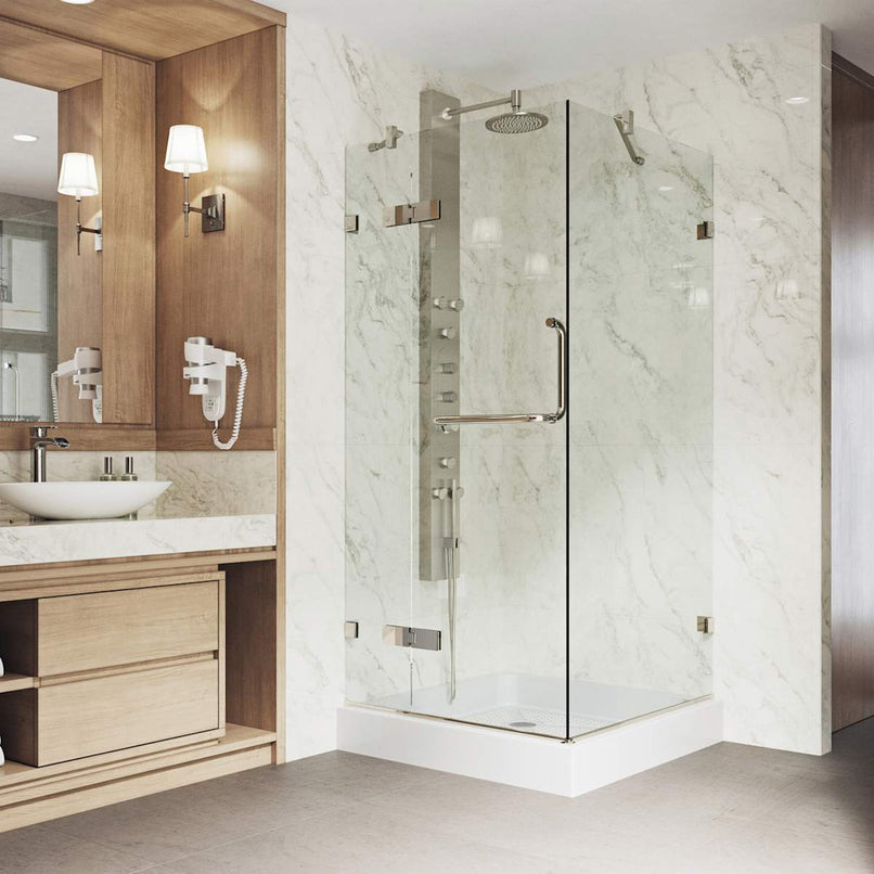Monteray 79" High x 36" Wide x 36" Deep Hinged, Pivot Frameless Shower Enclosure with Clear Glass - image 5