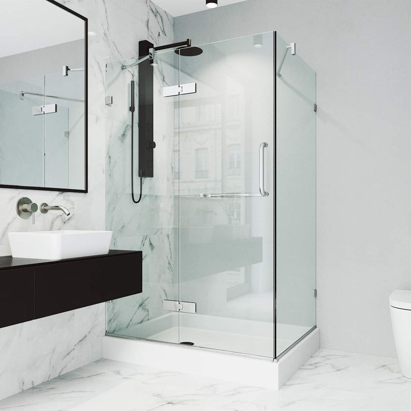 Monteray 79" High x 48" Wide x 36" Deep Hinged, Pivot Frameless Shower Enclosure with Clear Glass - image 2