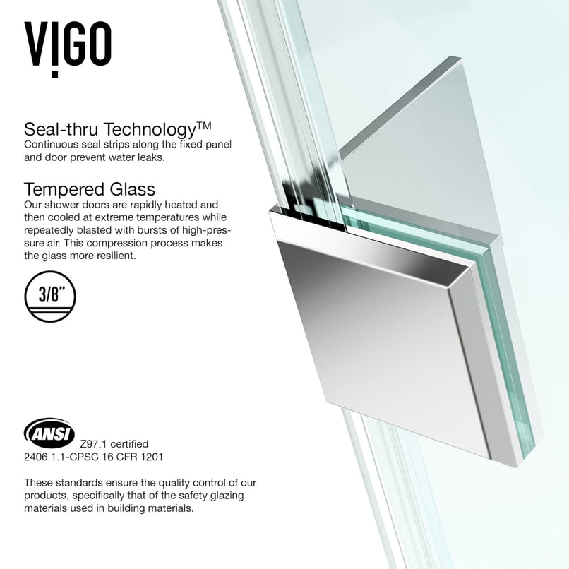 Monteray 79" High x 48" Wide x 36" Deep Hinged, Pivot Frameless Shower Enclosure with Clear Glass - image 9