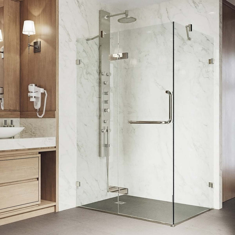 Monteray 73" High x 38" Wide x 30" Deep Hinged Frameless Shower Enclosure with Clear Glass - image 2