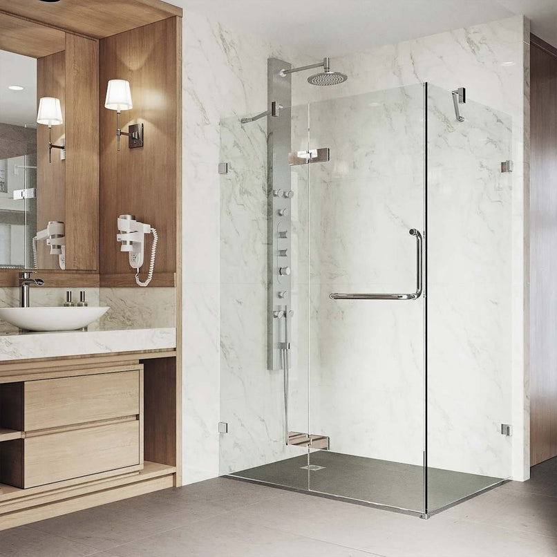 Monteray 73" High x 38" Wide x 30" Deep Hinged Frameless Shower Enclosure with Clear Glass - image 13