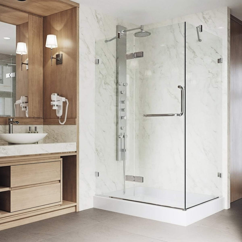 Monteray 79" High x 40" Wide x 32" Deep Hinged, Pivot Frameless Shower Enclosure with Clear Glass - image 6