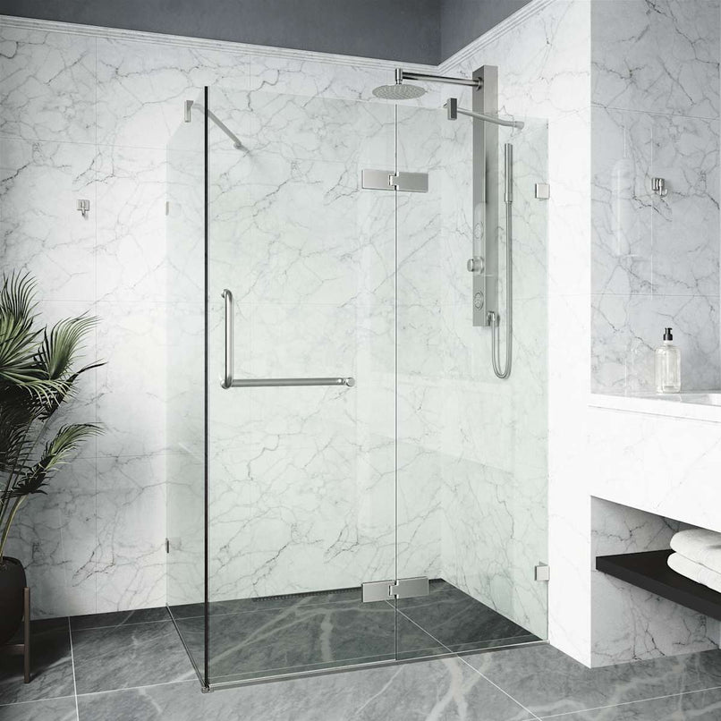 Monteray 73" High x 46" Wide x 30" Deep Hinged Frameless Shower Enclosure with Clear Glass - image 2