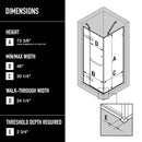 Monteray 73" High x 46" Wide x 30" Deep Hinged Frameless Shower Enclosure with Clear Glass - image 3