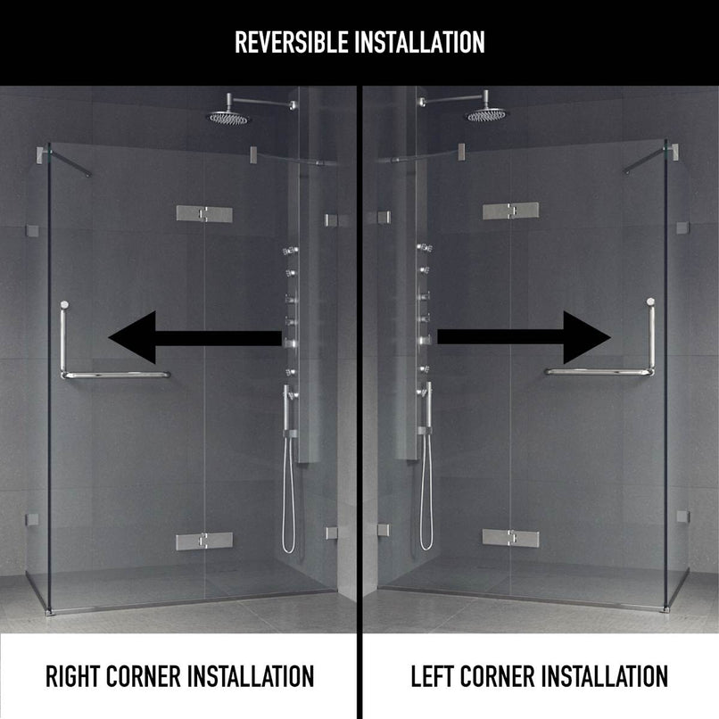 Monteray 73" High x 46" Wide x 30" Deep Hinged Frameless Shower Enclosure with Clear Glass - image 4