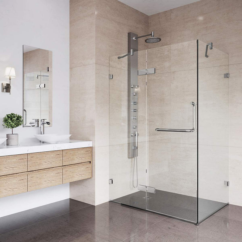 Monteray 73" High x 46" Wide x 30" Deep Hinged Frameless Shower Enclosure with Clear Glass - image 7