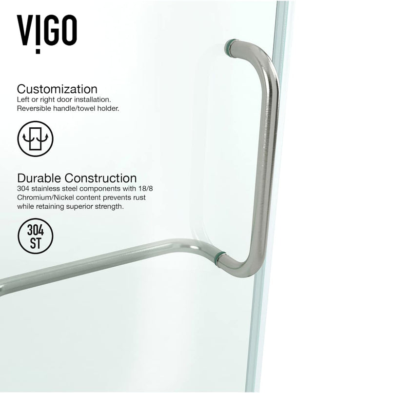 Monteray 73" High x 46" Wide x 30" Deep Hinged Frameless Shower Enclosure with Clear Glass - image 9