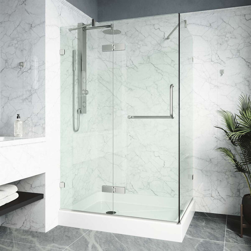 Monteray 79" High x 48" Wide x 32" Deep Hinged, Pivot Frameless Shower Enclosure with Clear Glass - image 2