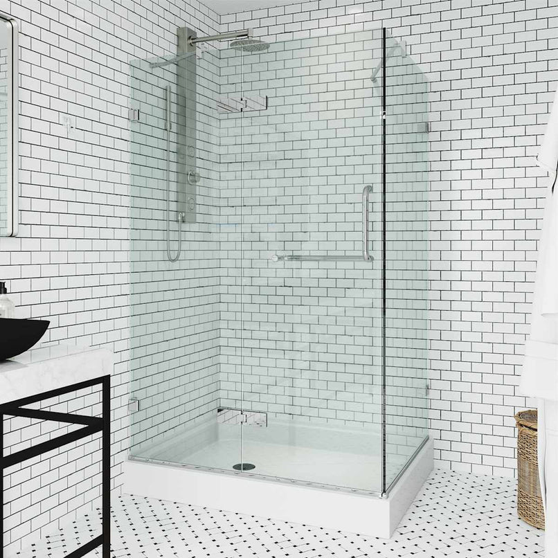 Monteray 79" High x 48" Wide x 32" Deep Hinged, Pivot Frameless Shower Enclosure with Clear Glass - image 12