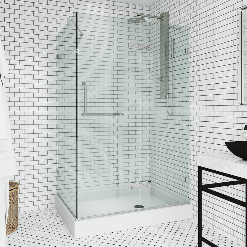 Monteray 79" High x 48" Wide x 32" Deep Hinged, Pivot Frameless Shower Enclosure with Clear Glass - image 2